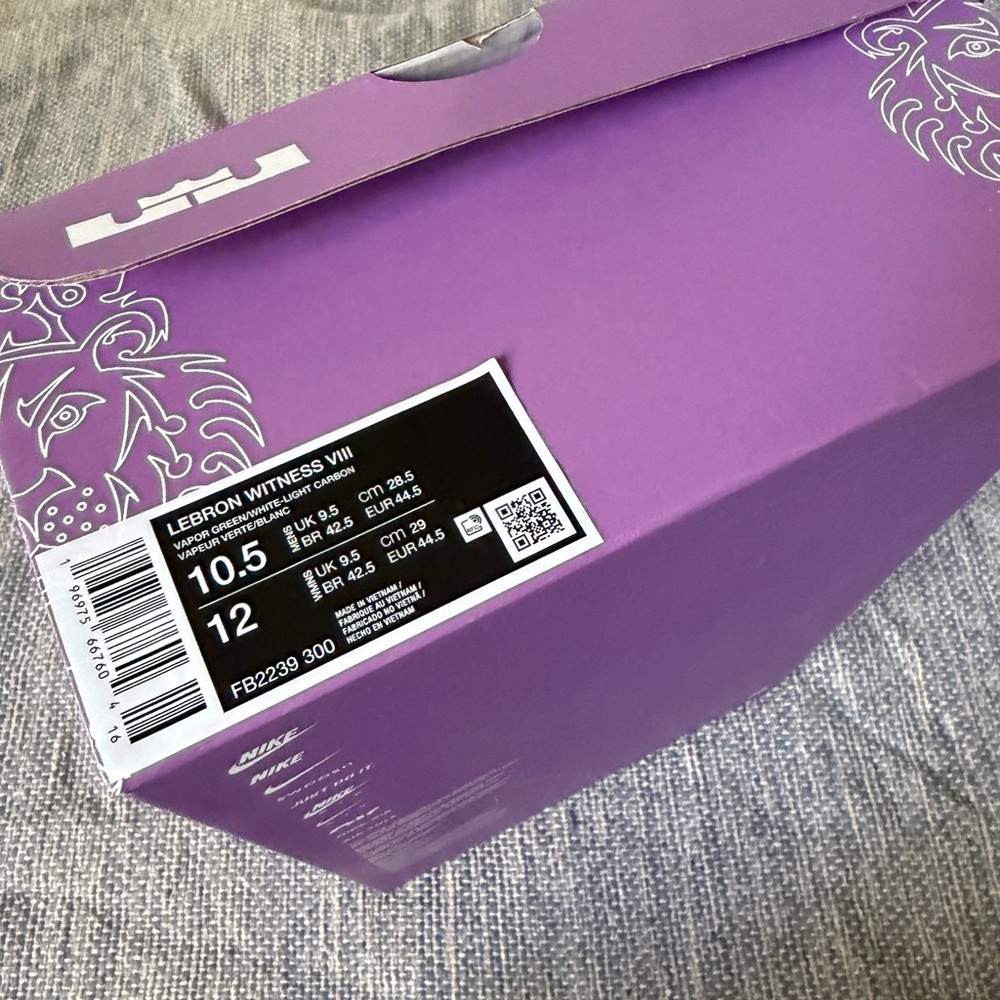 New with Box: Nike LeBron Witness VIII Box in Purple - Picture 3 of 11